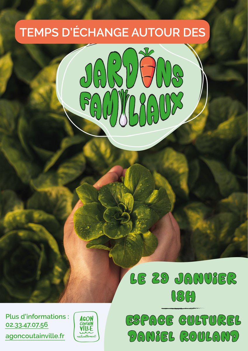🥕[JARDINS FAMILIAUX]🥕

👉 Une réunion d'information ouverte à tous et sans inscription est prévue mercredi 29 janvier à 18h à l'espace culturel Daniel Rouland.

Informations et participation au projet sur agoncoutainville.fr 👇👇👇 agoncoutainville.fr/agenda/jardins…