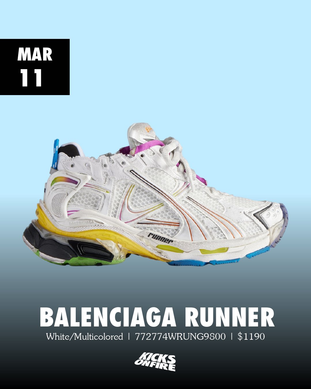 スニーカー BALENCIAGA SS25 'Runner' sneakers (772774WRUNG 9800) Men's Runner Gradient Sneaker in White/multicolored