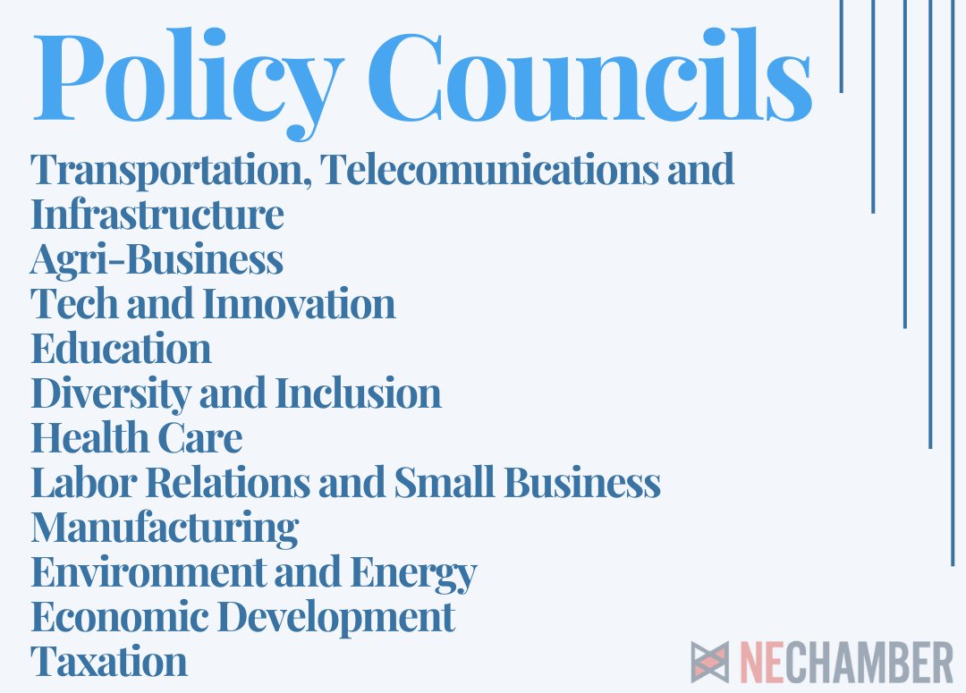 When it comes to our policy councils, there's something for everyone.

Education. Manufacturing. Taxation. Register for one (or more) of our policy council meetings today. We'd love to catch your thoughts. 💭

ow.ly/mphB50Uz2Xu