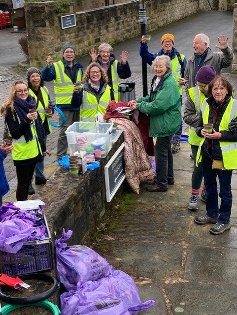 Thx to our litter pickers this am. Rich pickings &amp; our efforts were especially well rewarded with mulled wine provided by Rosemary. So appropriate for a cold and gloomy Jan morning! 
Welcome to Mia on her 1st session -soon seen disappearing into the undergrowth! C u all on 03/02!