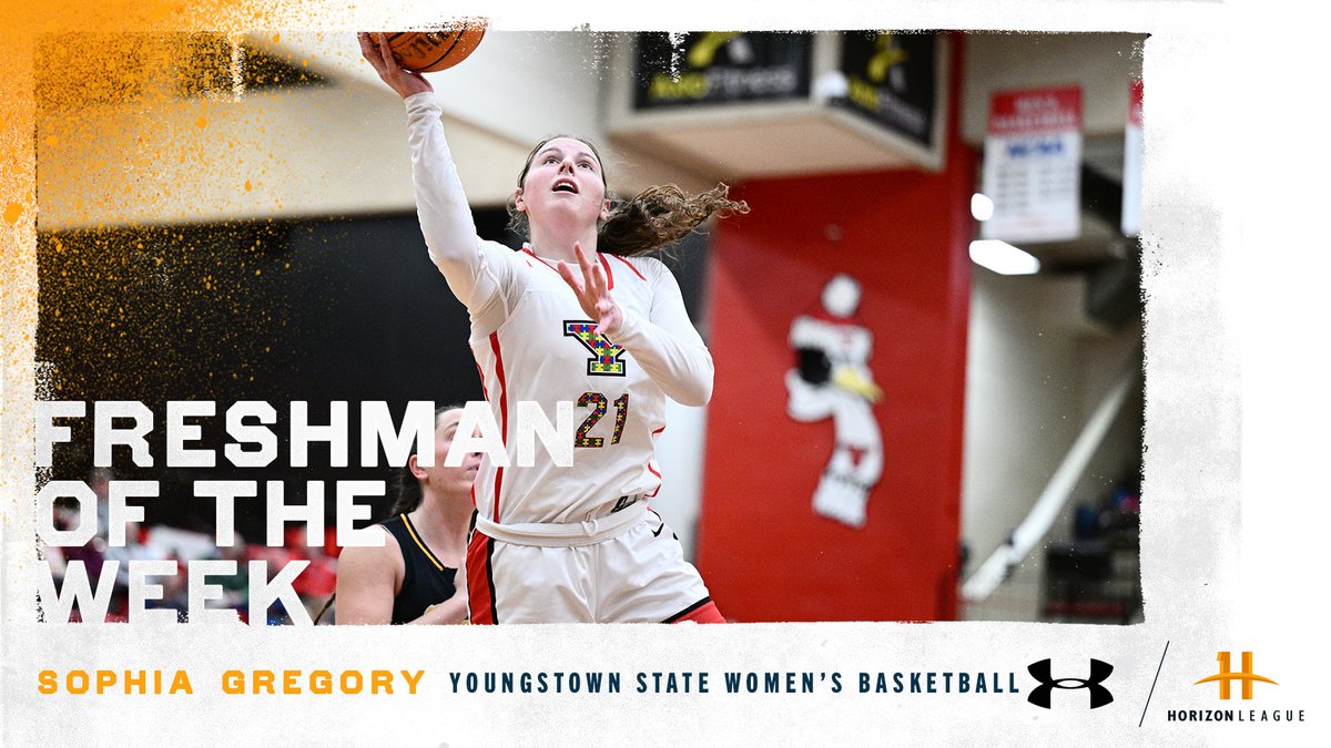 Our <a href="/UnderArmour/">Under Armour</a> #HLWBB Freshman of the Week is Sophia Gregory of <a href="/YSUWomensHoops/">Youngstown State WBB🐧</a>!

🏀: horizonleague.org/news/2025/1/20…

#OurHorizon🌇| <a href="/YSUsports/">Youngstown State Penguins</a>