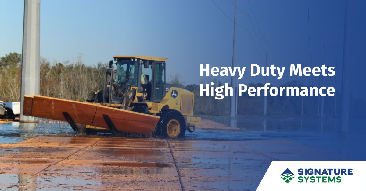 SignatureSystem's tweet image. Need reliable jobsite solutions?   
Engineered with our new MDX pinning system, MegaDeck® creates stable, non-shifting roads and platforms—even in the toughest conditions. 

Experience the most versatile composite mat out there: hubs.li/Q030ZRpc0
#Compositemats #SiteAccess