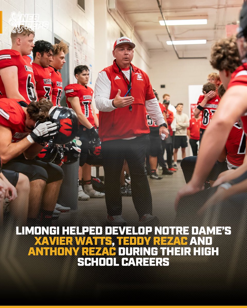 Coach Paul Limongi led three former #nebpreps players to multiple Nebraska state titles... Now this Notre Dame trio has their own chance to capture a college football championship tonight. 

🧵
