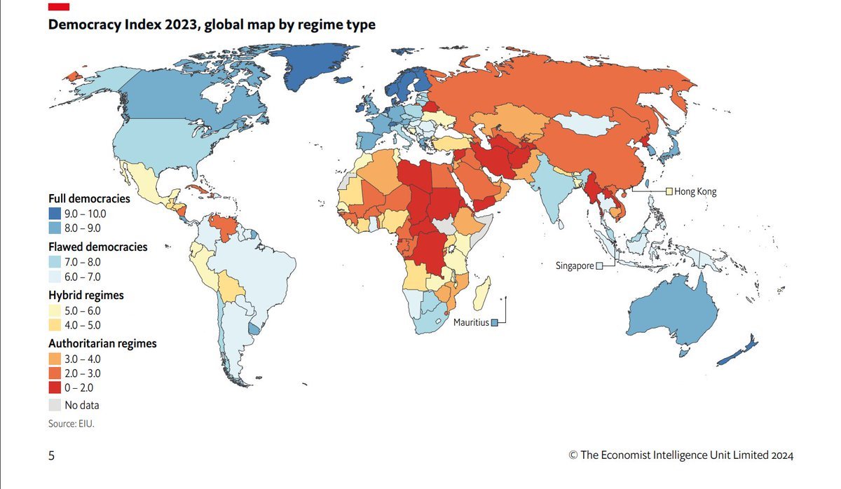 World of Facts (@factostats) on Twitter photo <a href="/stats_feed/">World of Statistics</a> 🗳️The Democracy Index, 2023:
🟦 Democratic regime
🟥 Authoritarian regime <a href="/stats_feed/">World of Statistics</a> 🗳️The Democracy Index, 2023:
🟦 Democratic regime
🟥 Authoritarian regime