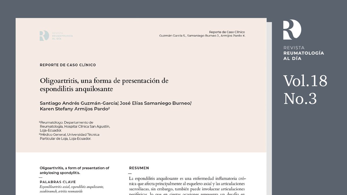 "El tratamiento con #secukinumab demostró una mejora significativa en el estado del paciente, estas nuevas terapias biológicas han logrado mejorar la calidad de vida y pronóstico, enfatizando la necesidad de un enfoque terapéutico adaptado a cada caso." reumatologiaaldia.com/index.php/rad/…