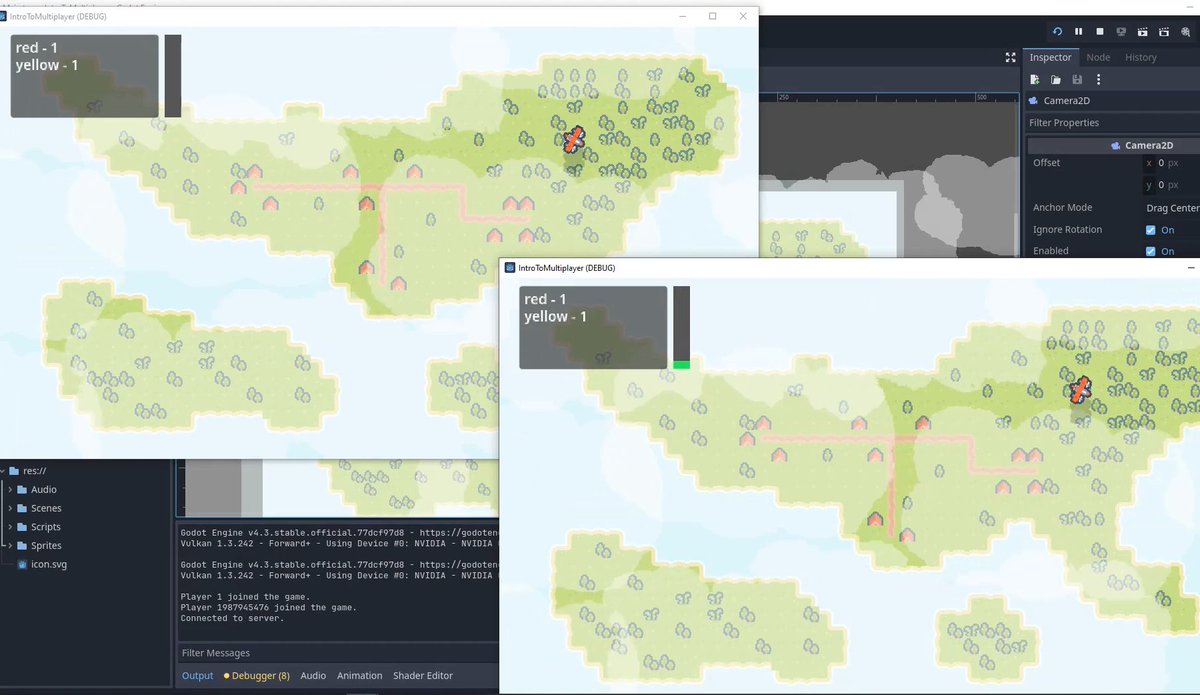 ziobob_gamedev's tweet image. In the last period I didn't post a lot because I'm learning how to implement multiplayer🤓 (and was really low on energy...)
What do you think about multiplayer?
Was it hard to learn for you?😭 (for me yes)
#multiplayer #zenva #gamedev #gamedeveloper #learning #godot
