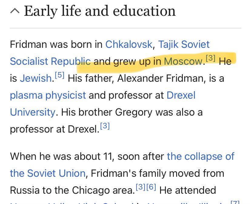 ErichMeier10's tweet image. Lex Fridman was born in the ru empire, grew up in moscow and will always be a russian fascism supporter and a traitor to his new home USA.

He should be sent back to russia if he supports what Putin does. 🤬🤬🤬