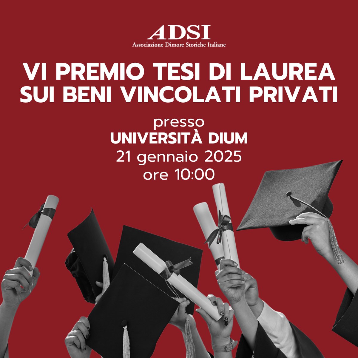 ADSI - Associazione Dimore Storiche Italiane (@dimorestoriche) on Twitter photo 🏆 VI PREMIO TESI DI LAUREA SUI BENI VINCOLATI
🗓️ 21/01/2025
📍 <a href="/uniud/">Università di Udine</a>
📖 #ADSI promuove e valorizza le Tesi svolte da giovani studiosi nel settore del Patrimonio dei Beni Culturali privati vincolati.
📺 Segui la diretta streaming: youtube.com/live/ggGrqBGJN… 🏆 VI PREMIO TESI DI LAUREA SUI BENI VINCOLATI
🗓️ 21/01/2025
📍 <a href="/uniud/">Università di Udine</a>
📖 #ADSI promuove e valorizza le Tesi svolte da giovani studiosi nel settore del Patrimonio dei Beni Culturali privati vincolati.
📺 Segui la diretta streaming: youtube.com/live/ggGrqBGJN…