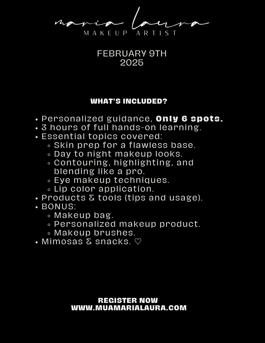 Learn to do your makeup with me❤️ 
sign up online muamarialaura.com