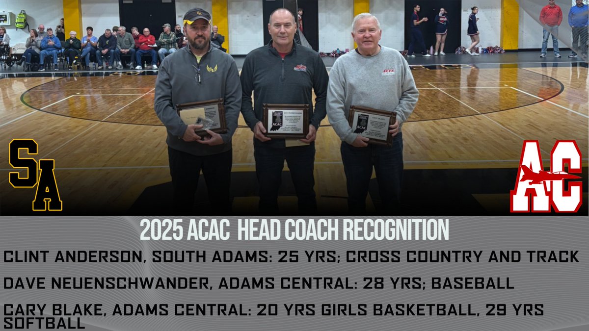 Saturday, the ACAC recognized the time, effort, and legacies of 3 long-time, and now retired, coaches. The conference wants to thank them for their years of service, dedication, and impact they have had on their schools.