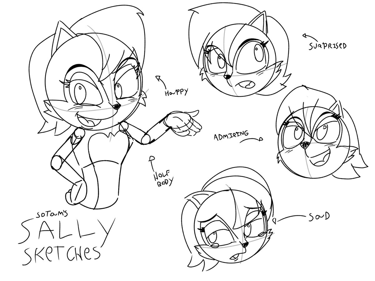 Samthedays's tweet photo. Sketches of Sally Acorn in the SatAM style, I was wished to know how to draw in the SatAM style, so I tried :)

#Sallyacorn
#PrincessSally
#SonicSatAM
#Sonicthehedgehog
#STH https://t.co/8hCL8mZFca