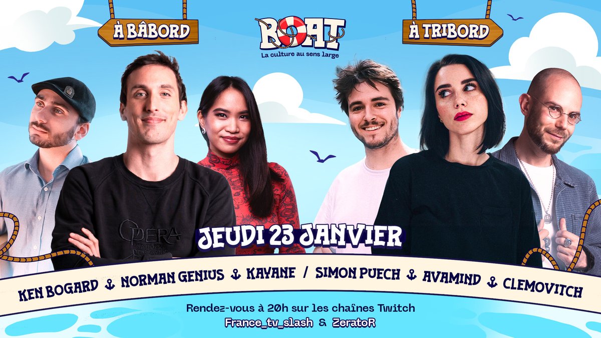 Voici notre nouvel équipage #BOAT de la semaine, prêt à prendre la mer ce jeudi ! 🛳️

📌 Rendez-vous le 23 janvier à 20h sur Twitch