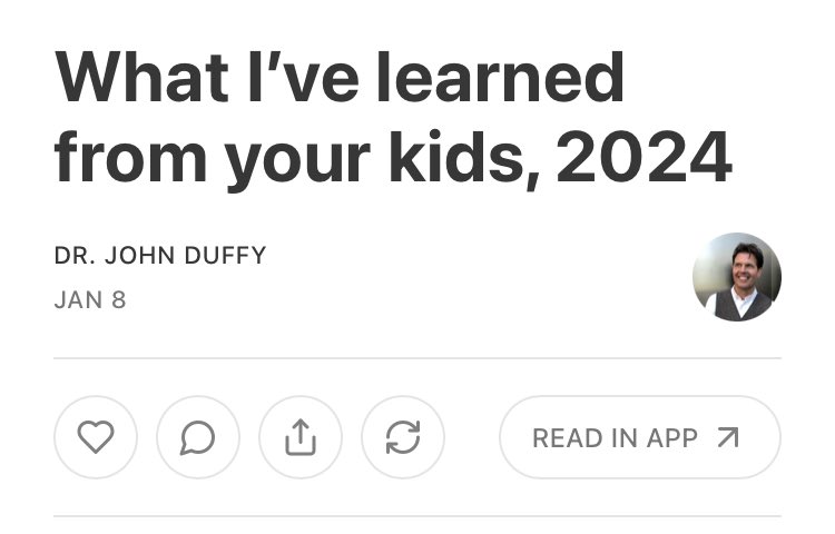 If your teen is disengaged or frustrated with you &amp; the world around them, <a href="/drjohnduffy/">Dr. John Duffy</a> is here to explain some of the struggles they might be going through &amp; shows you there are still ways to open the doors of connection.
🔗drjohnduffy.substack.com/p/what-ive-lea…
#ParentingTips #parentingteens