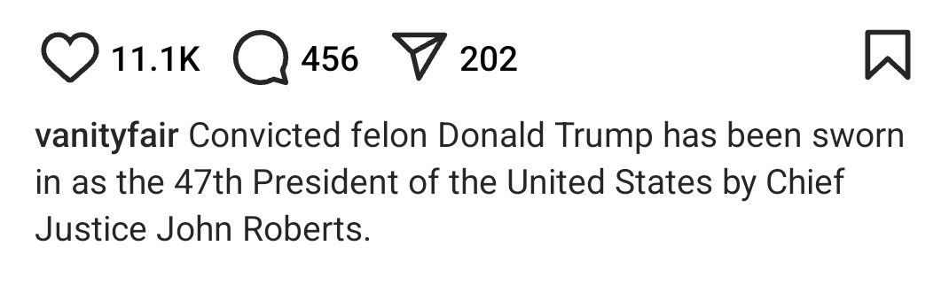 JoshAtts's tweet image. Vanity Fair with the best and most truthful caption of the day.

#Trump #maga #Inaguration2025