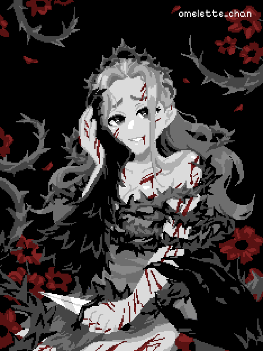 "Your compassion is what freed us both."

Trying out a different art style for my #Slaytheprincess challenge in #pixelart !  The Thorn Princess might be my favorite yet❤️