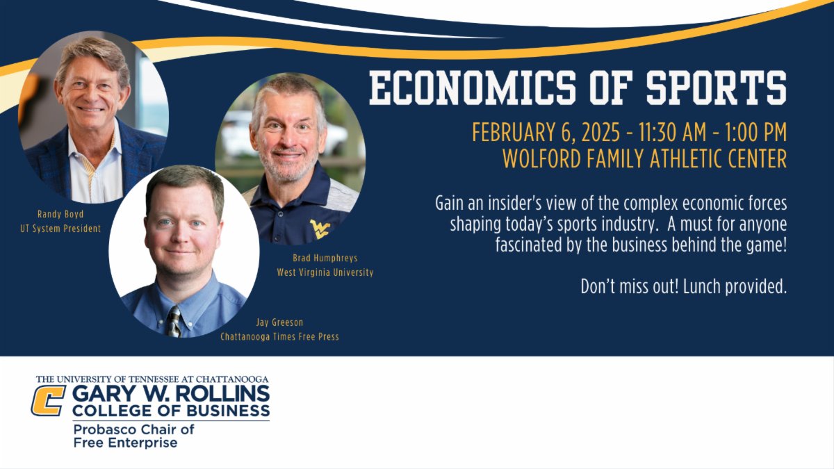Heed Public Relations ππ» (@heed_pr) on Twitter photo Join us for the next Probasco Chair of Free Enterprise event, feat. UT System Pres. (& 5x minor league baseball owner) Randy Boyd, WVU's Brad Humphreys, and <a href="/TimesFreePress/">Times Free Press</a>' Jay Greeson.
The FREE event includes lunch. All you've got to do is RSVP: lnkd.in/efA5KAk3 Join us for the next Probasco Chair of Free Enterprise event, feat. UT System Pres. (& 5x minor league baseball owner) Randy Boyd, WVU's Brad Humphreys, and <a href="/TimesFreePress/">Times Free Press</a>' Jay Greeson.
The FREE event includes lunch. All you've got to do is RSVP: lnkd.in/efA5KAk3