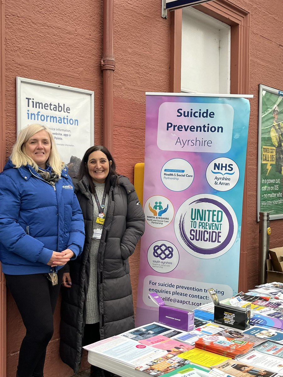 msmagsmclean's tweet image. Was a fantastic turn out today from many support services. Thankyou all for coming along to Kilmarnock train station and supporting #BrewMonday @eahscp @SuicidePrevScot #creatinghopetogether #suicideprevention