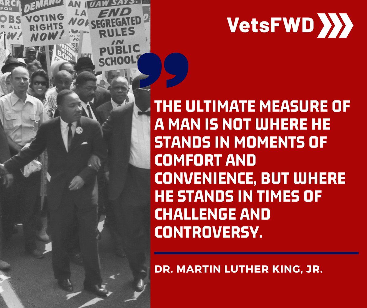 Vets_FWD's tweet photo. On #mlkday2025 we honor Dr. King’s justice, equality, and service legacy. Veterans know the value of fighting for freedom—and the importance of building a better nation. 
Let’s carry forward the dream together. 
#VetsForward #ServiceToCommunity https://t.co/N8VtuFK3Jk