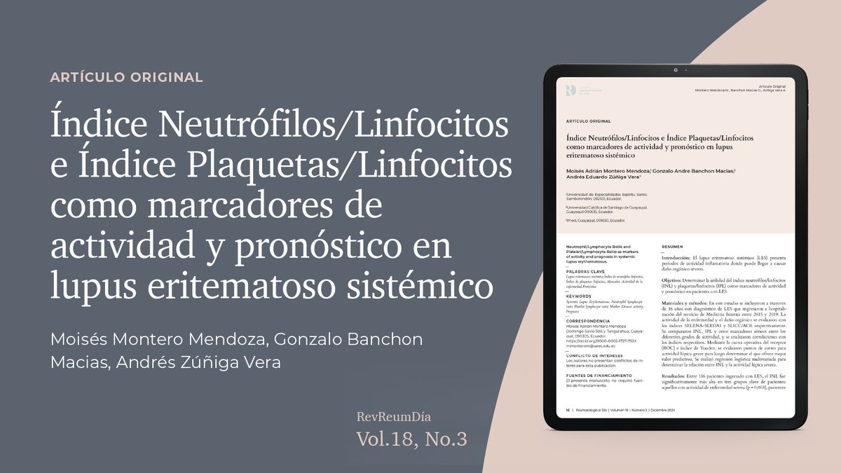 En un estudio con 116 pacientes con LES, el INL demostró ser un indicador clave de actividad severa y pronóstico. Conoce los hallazgos y su potencial clínico aquí: reumatologiaaldia.com/index.php/rad/…