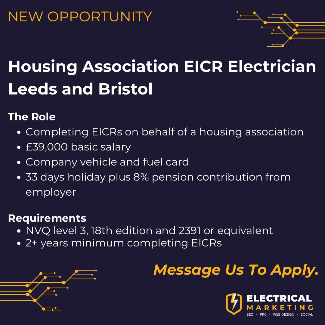 Elecmarketing_'s tweet photo. I know social housing work gets a lot of stick but if you’re looking for a secure employed role with no evening or weekend work, good holidays and a pension this is for you👌

#socialhousing #housingassociation #eicr #testing #employed https://t.co/5H8tIhS3hy