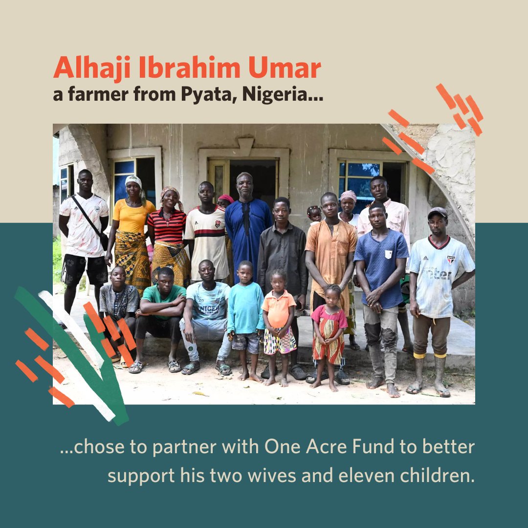 OneAcreFund's tweet image. Five years ago, farming in Pyata, Nigeria, faced low yields, pests, and limited resources. 🌾

After Alhaji Ibrahim Umar joined our program, his family achieved #FoodSecurity while helping their community to thrive. 🤝

Learn how: oneacrefund.org/articles/it-ta…

#ItTakesAVillage