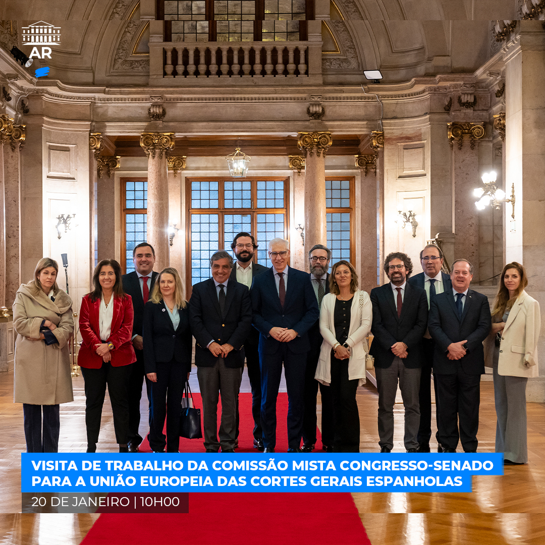 A Comissão de Assuntos Europeus (CAE) recebeu hoje a Comissão Mista  Congresso-Senado para a União Europeia das Cortes Gerais espanholas (Comissão  Mista), na Assembleia da República. #assembleiadarepublica #UE #CAE  #cooperaçãoparlamentar #COSAC ..., image size:1080x1080