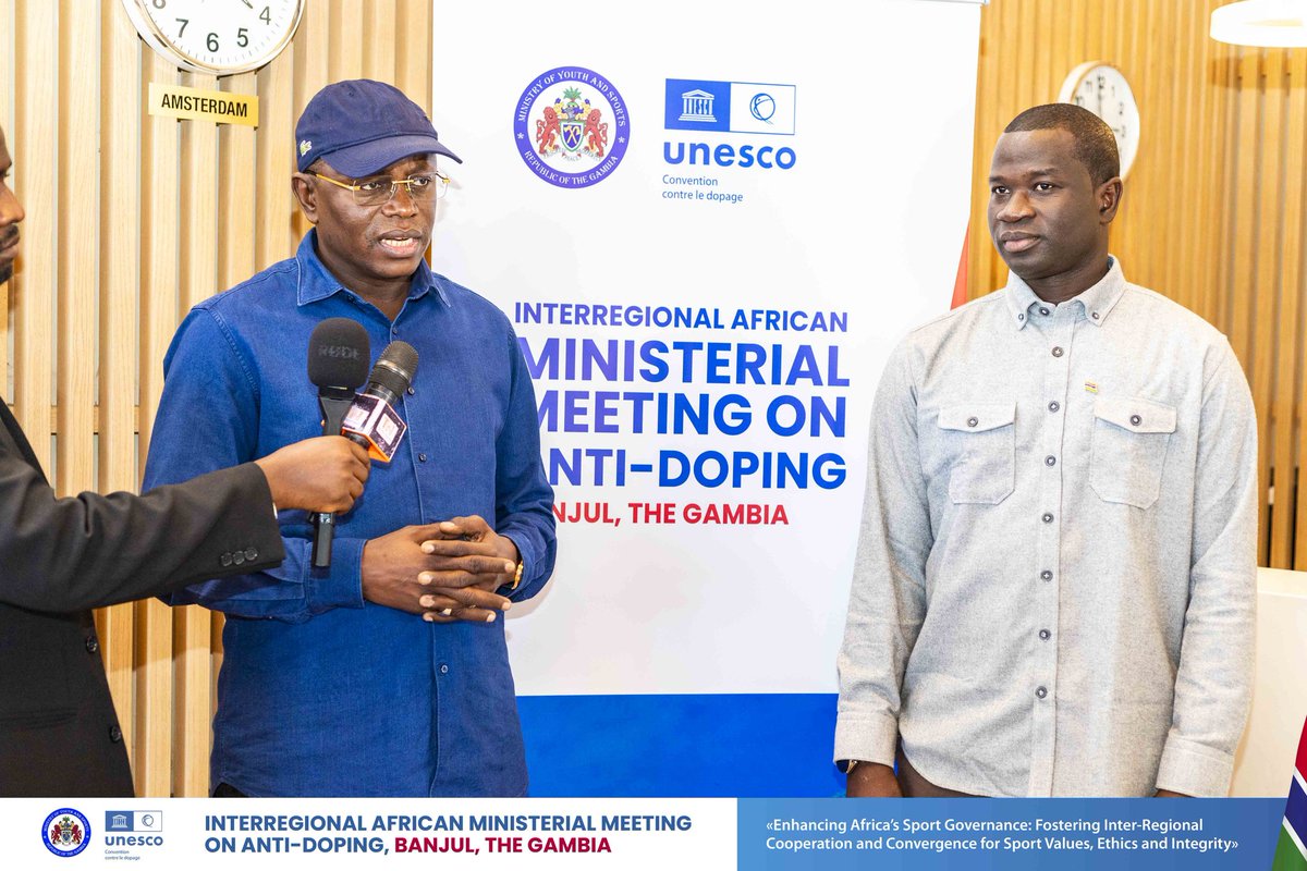 MOYSTheGambia's tweet photo. This afternoon, we welcomed Mr. Matarr Bâ  , Chairperson of the COP Bureau International Convention against Doping in Sport, for the Inter-Regional African Ministerial Meeting at SDKJCC, Banjul - The Gambia. #SPORTS4DEVELOPMENT #unitedbyvalues #win4real" https://t.co/SG9XMwLqOc