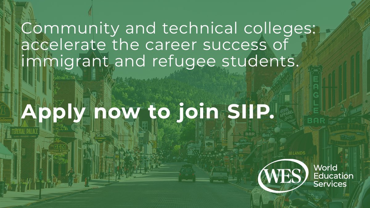 Community or technical colleges: Join a network of communities working to promote the economic inclusion of #immigrants and #refugees through the WES Strengthening Immigrant Inclusion Program (SIIP)!

Submit your application by Feb 3: ow.ly/UHMn50UFt1e

#WorkforceInclusion