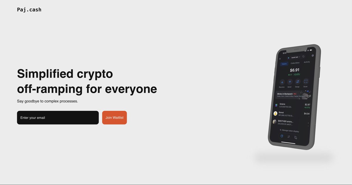 During the holidays, I imagined a process that makes moving tokens to fiat easy(super easy).

The goal was off-ramping directly from any wallet, no apps, no hassle. Just straight from your wallet.

Follow <a href="/paj_cash/">PAJ CASH</a> to stay updated.