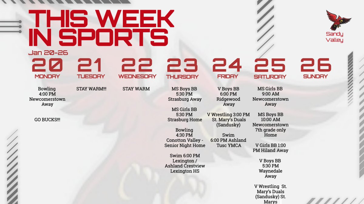 Updated Schedule 1/20/25 1:05 PM