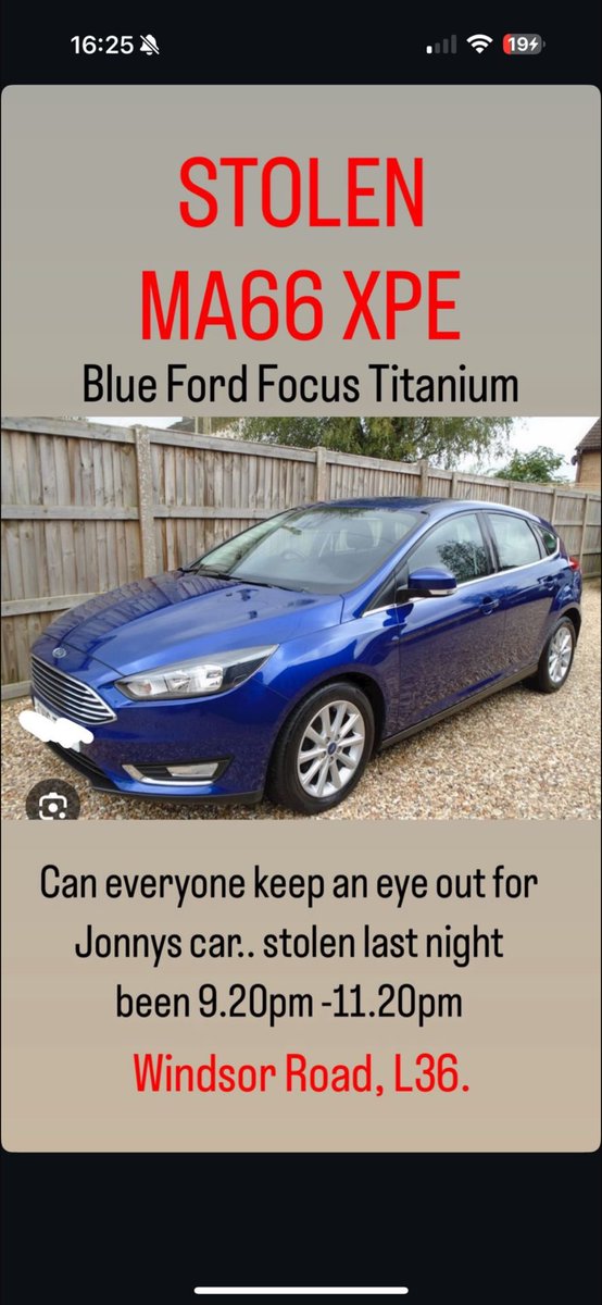One of the coaches from <a href="/CablesJFC/">PrescotCablesJFC</a> junior set up car was stolen last night Huyton area. Please retweet