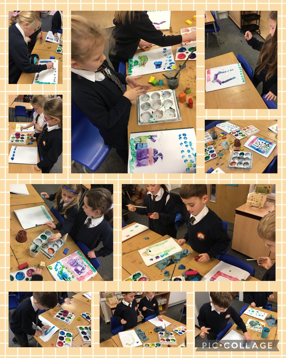 GA_Bury's tweet photo. Lots of busy 🐝 today. We printed our own pattern or compositions using a variety different tools. #Year2GA #ArtEdGA https://t.co/n5OcbzmPs1
