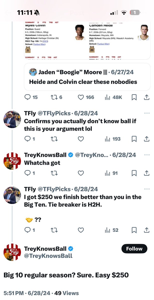 TFlyPicks's tweet photo. Lmaoooo did you really delete your tweets??? @TreyKnowsBall classic IU scumbag  😂😂 8 games into conference play &amp; trying to get out of a $250 bet. Seasons not over!!

Do you claim this guy??? @AssemblyCall @W_B_Rick 

@home0wner @BoilerBurner1 https://t.co/Ta2PVLRR4U