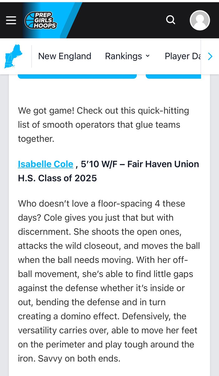 isabelle_cole20's tweet image. Thanks @CQHoopsVT for another nice write up. @PGHNewEngland