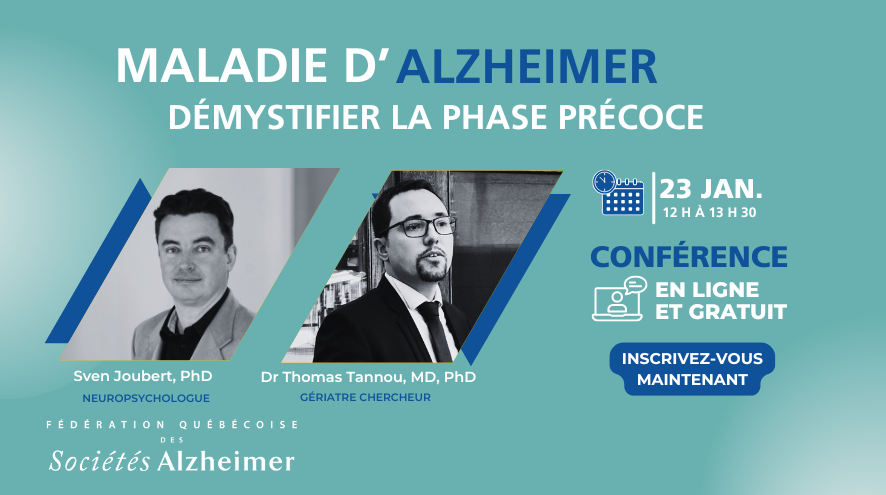 Participez à notre conférence virtuelle gratuite pour en apprendre plus sur la phase précoce de la maladie d'Alzheimer, les premières manifestations, et comment améliorer votre fonctionnement cognitif. Inscrivez-vous ici : bit.ly/4hn3YxJ