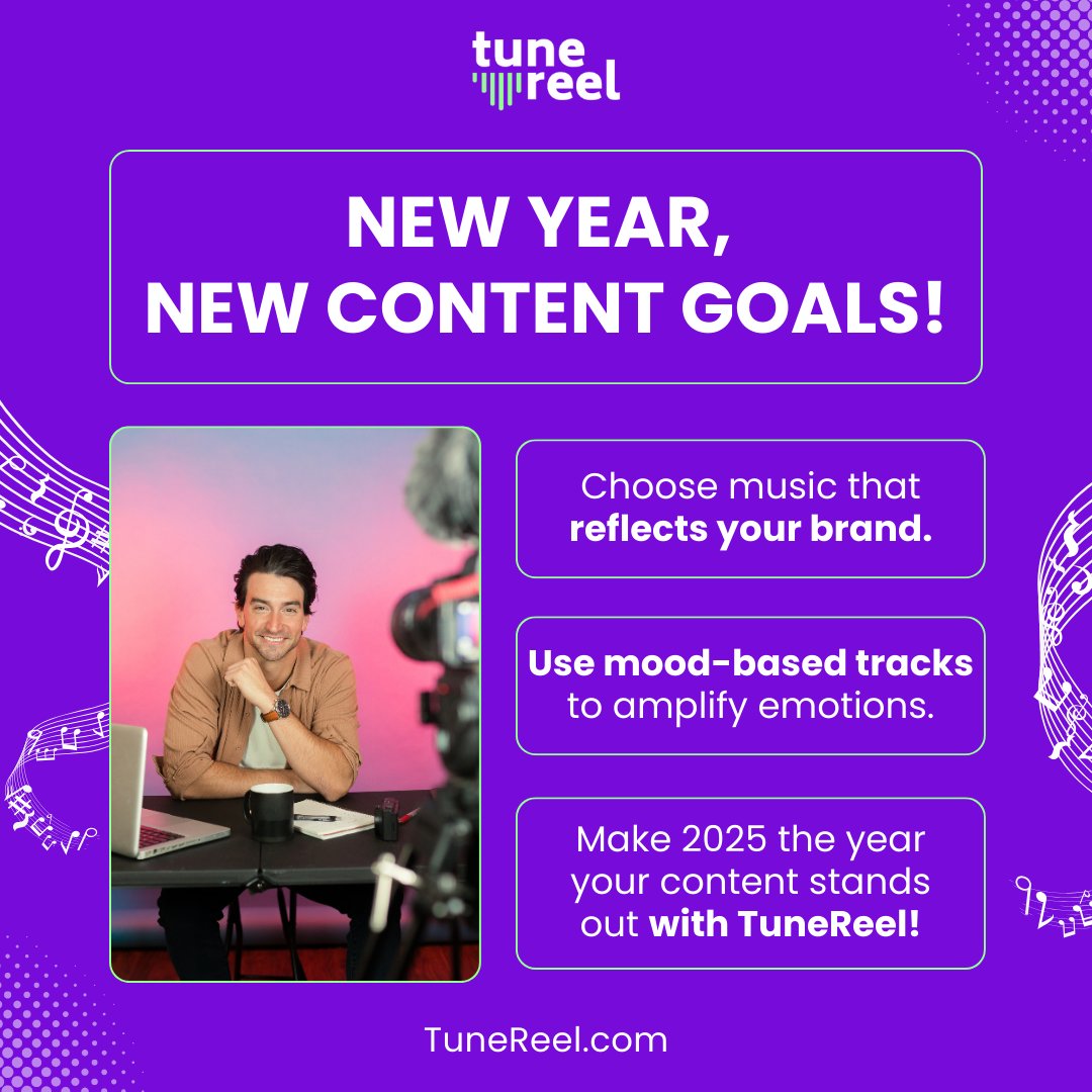 🎶 New Year, New Goals!
Elevate your content in 2025 with music that amplifies emotions and reflects your brand. With TuneReel, the perfect soundtrack is just a click away.

👉 Start creating your best year yet at TuneReel.com 🚀