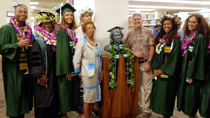 uhmanoa's tweet photo. A life-sized bust of Alice Augusta Ball, pioneering chemist and a @UHAlumni, was unveiled on December 20 at the @UHMLibrary, honoring her groundbreaking scientific contributions and lasting legacy ➡️ https://t.co/g6hs64IukQ #FacesOfManoa #ExploreUHM https://t.co/uZBUj7JE9d