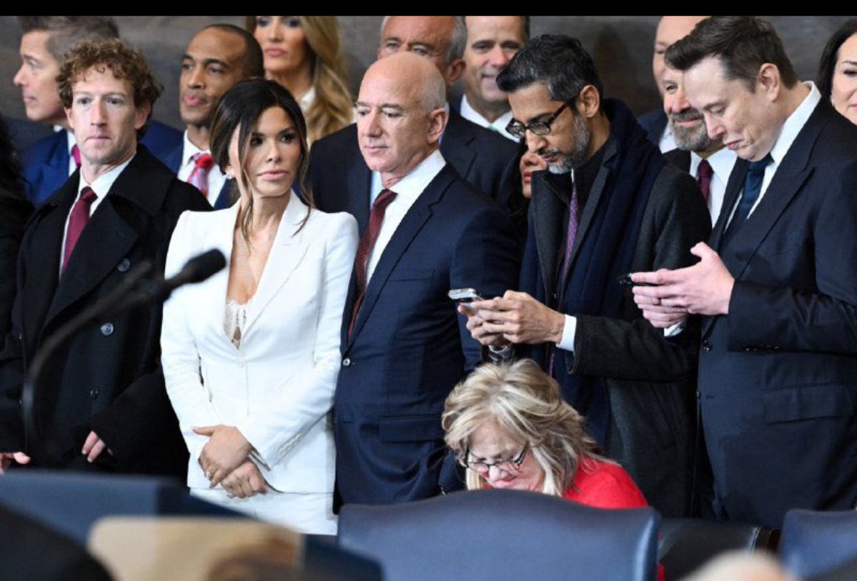 Titans of tech in one frame
#InaugrationDay
<a href="/elonmusk/">Elon Musk</a> <a href="/JeffBezos/">Jeff Bezos</a> <a href="/sundarpichai/">Sundar Pichai</a>  #markzukerberg