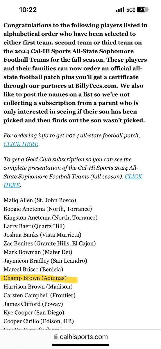 ChampBrown_tbe's tweet photo. Thank You @CalHiSports for the recognition and thank you @CoachAgno @CoachDeMarco189 @coachbrusig @Aquinas_Falcons @CampAB_ for the support. Lets gooooo ‼️ @Inland_Sports @IE_Varsity @IESportsNet @Rivals @RivalsFriedman @latsondheimer @adamgorney @GregBiggins @On3Recruits @on3 @247Sports @MaxPreps @w