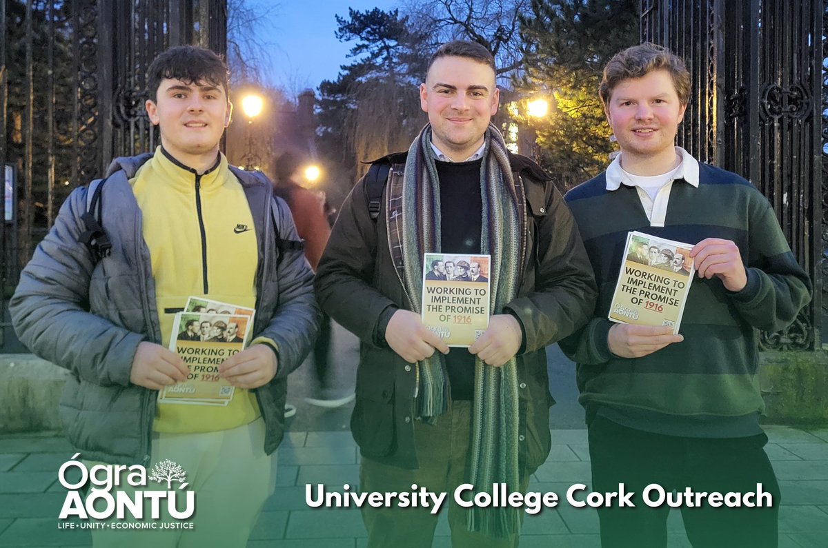 Ógra Aontú members in UCC were out today talking to students and collecting signatures for a prospective society in the university. 🤝🏻

A lot of great engagement, with many students looking for a political alternative to the mainstream parties on campus. 💪🏻

Everyone has a role