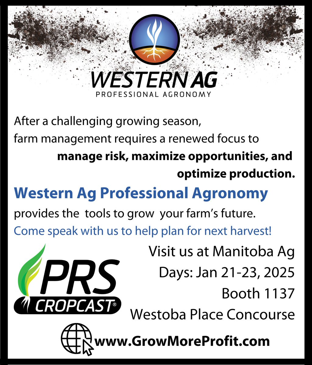 Visit us this week <a href="/MBAgDays/">Manitoba Ag Days</a>.

#soil
#mbagdays25
#mbagdays
#cropnutrition
#westernag
#agronomy
#harvest25