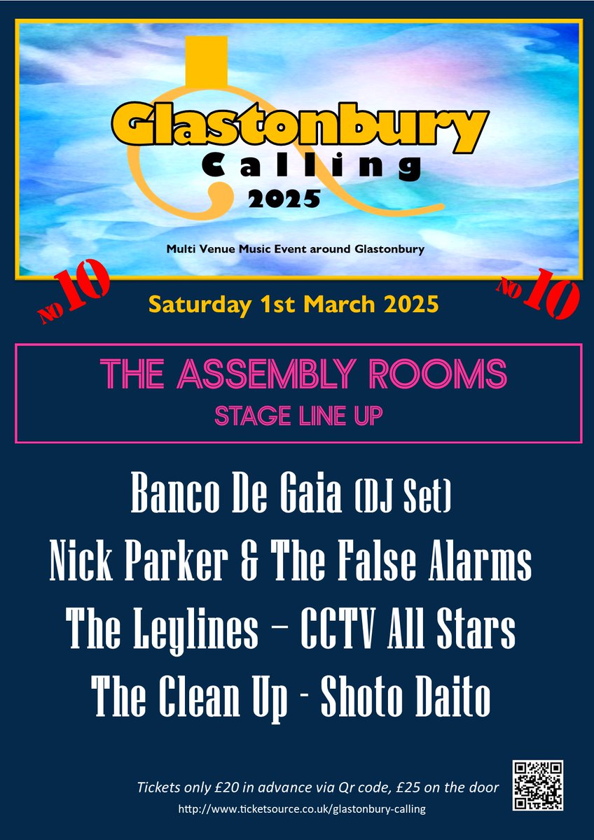 Really pleased to bring you the The Assembly Rooms Glastonbury for Glastonbury Calling 10 . The fifth of our 5 stage announcements.
Get your great value £20 tickets here: ticketsource.co.uk/glastonbury-ca…