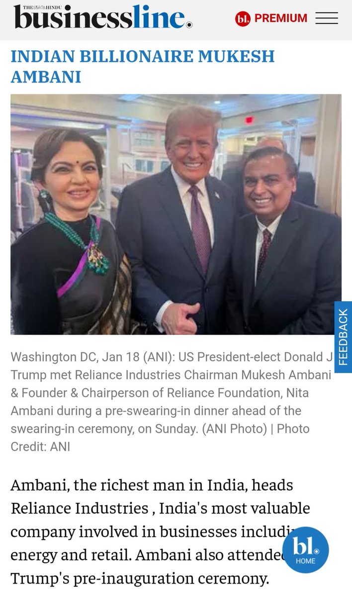 India's richest Man Mr. Mukesh Ambani didn't miss the opportunity to mark his presence in the sworn-in of Trump.
Ambani, the most favoured Monopoly Capitalist of Modi Government is also a crucial player of global political right wing, he is the Indian verson Elon Musk!