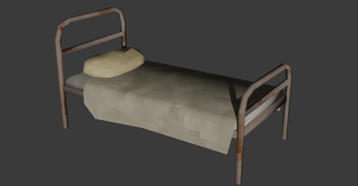 georgegamedev's tweet photo. Medical Ward Progress #1

Made a bed to suit a medical ward environment I want to feature in my game.

Millions of Imperial Russian Soldiers died during The Great War, many spent their last moments in a bed like this.

#ps1 #PSX #gamedev #indiedev #survivalhorror https://t.co/NqhfHp1yMh