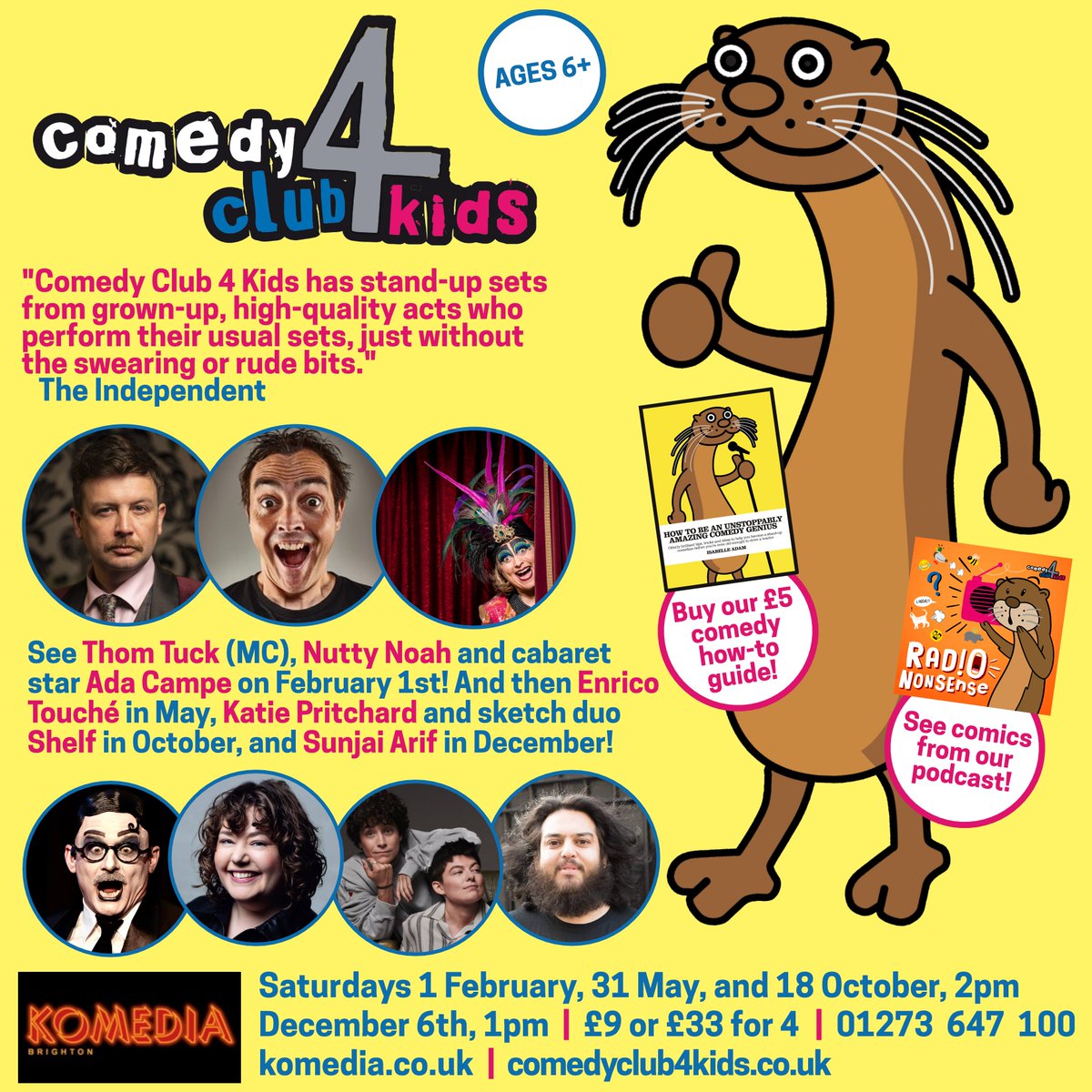 Comedy Club 4 Kids (@comedyclub4kids) on Twitter photo Brighton! KIDS! We're back at <a href="/KomediaBrighton/">Komedia Brighton</a> with more shows this year; join us on Saturday February 1st for stand-up and top-level silliness from <a href="/turlygod/">thom tuck. purveyor of fine comedy.</a>, <a href="/nuttynoah/">ɥɐou ʎʇʇnu</a> and <a href="/AdaCampe/">Ada Campe</a>! And then more ace line-ups throughout 2025!
🎟️komedia.co.uk/shows/comedy-c… Brighton! KIDS! We're back at <a href="/KomediaBrighton/">Komedia Brighton</a> with more shows this year; join us on Saturday February 1st for stand-up and top-level silliness from <a href="/turlygod/">thom tuck. purveyor of fine comedy.</a>, <a href="/nuttynoah/">ɥɐou ʎʇʇnu</a> and <a href="/AdaCampe/">Ada Campe</a>! And then more ace line-ups throughout 2025!
🎟️komedia.co.uk/shows/comedy-c…
