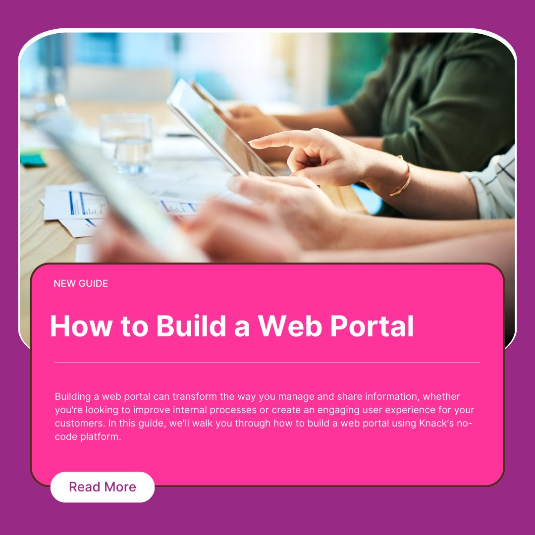 knackhq's tweet image. 🌟 Want to streamline operations and deliver a personalized user experience?

🚀 From dashboards to secure logins, learn how to create a web portal for your team or customers using Knack.

🔗 Read the guide: hubs.la/Q02_GDT-0

#NoCode #WebPortal #Knack #BusinessTools