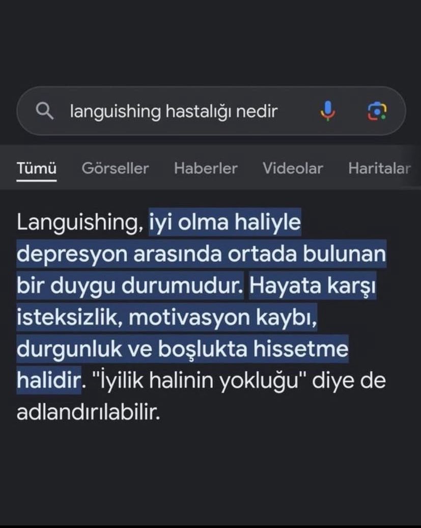 languishing hastalığım olduğunu öğrendim