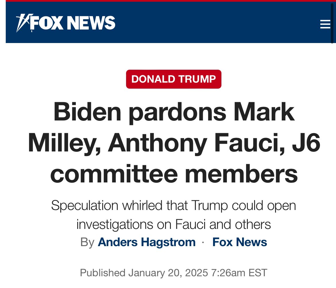 MikeBenzCyber's tweet image. As predicted, Joe Biden pardoned EVERYBODY at the very last second he was in office: his whole family (including brother Jim Biden who was in on the Hunter schemes), Mark Milley (who orchestrated J6), and Fauci (who orchestrated Covid)