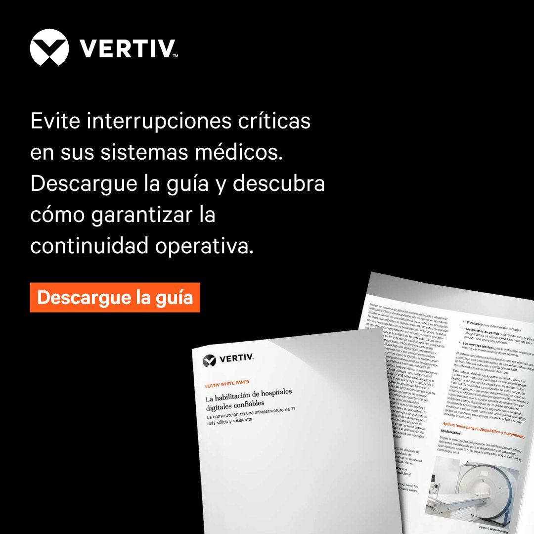 La digitalización hospitalaria exige una infraestructura de TI sólida. Garantice fiabilidad y seguridad con estrategias clave: Cumplimiento normativo.  Monitoreo integrado. Continuidad eléctrica. Descargue la guía: ms.spr.ly/6015UH2KJ