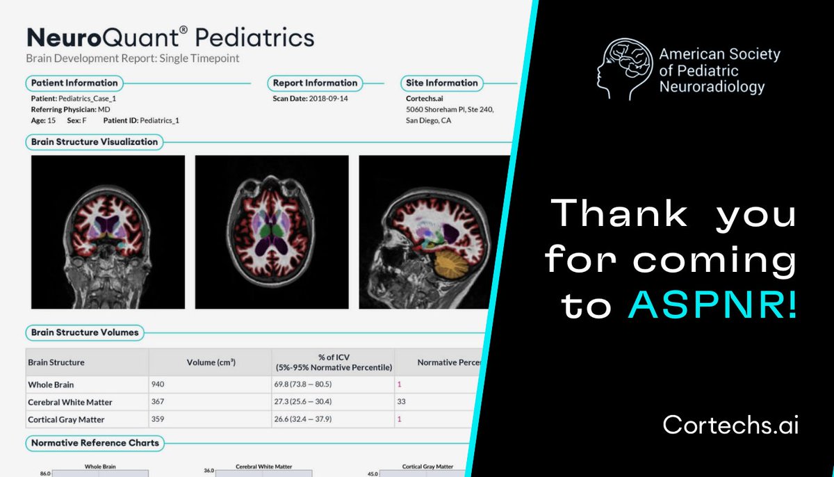Cortechs_ai's tweet image. A big THANK YOU to everyone who visited us at ASPNR 2025! 🙌 

We loved connecting with passionate professionals advancing pediatric neuroradiology. 

Missed us? Learn more about our AI-powered solutions: bit.ly/3Cj7NFo 🧠 

#ASPNR2025 #NeuroQuant #AIinHealthcare